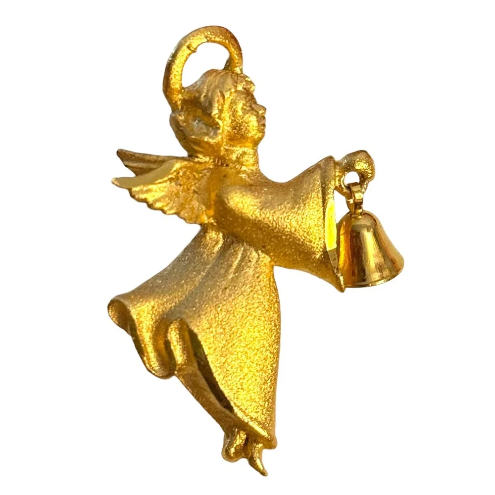 Vintage Signed Robyn Rush Angel‎ Brooch with Bell Next Day Shipping